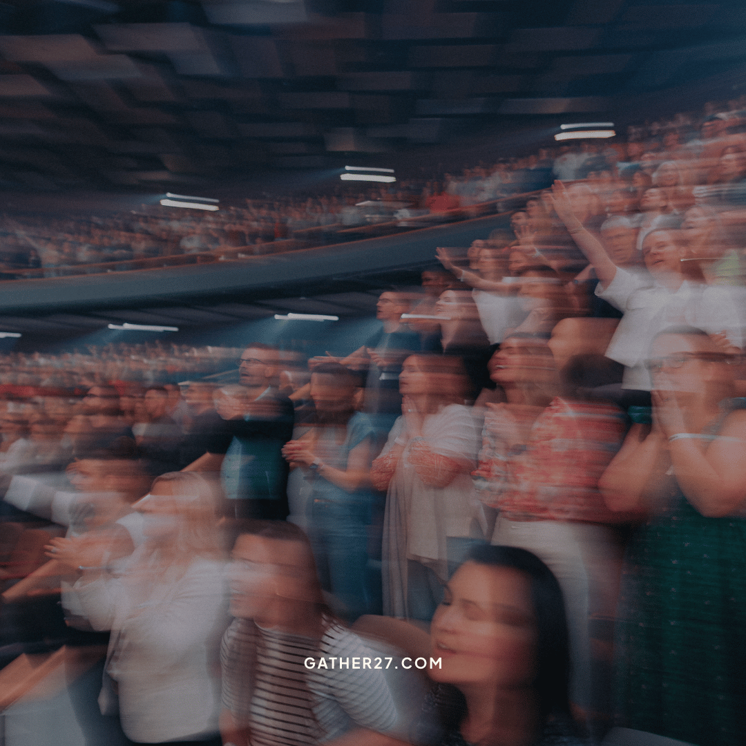 Blurry crowd worshipping